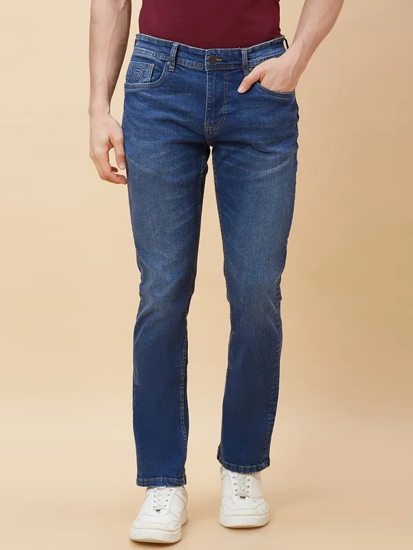 Charcoal Cropped Fit Denims For Men By Being Human Clothing main image 1